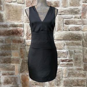 Black V-Neck Scuba Dress